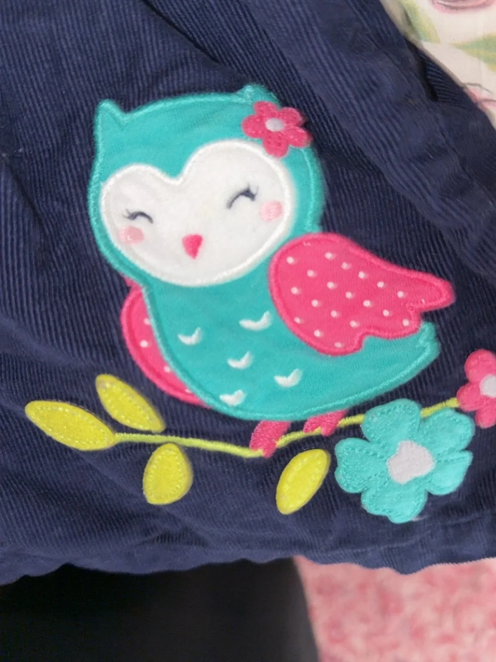 Carter's Navy Corduroy Dress with Teal & Pink Owl Applique